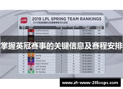 掌握英冠赛事的关键信息及赛程安排